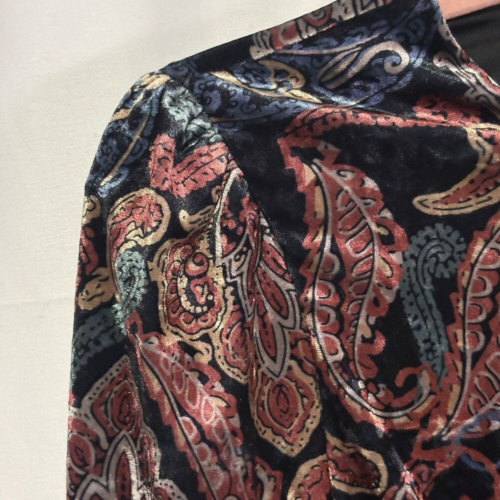 House Of Harlow X Revolve Olivia Bodysuit Velvet Noir Paisley Small Boho Glam - Picture 6 of 12
